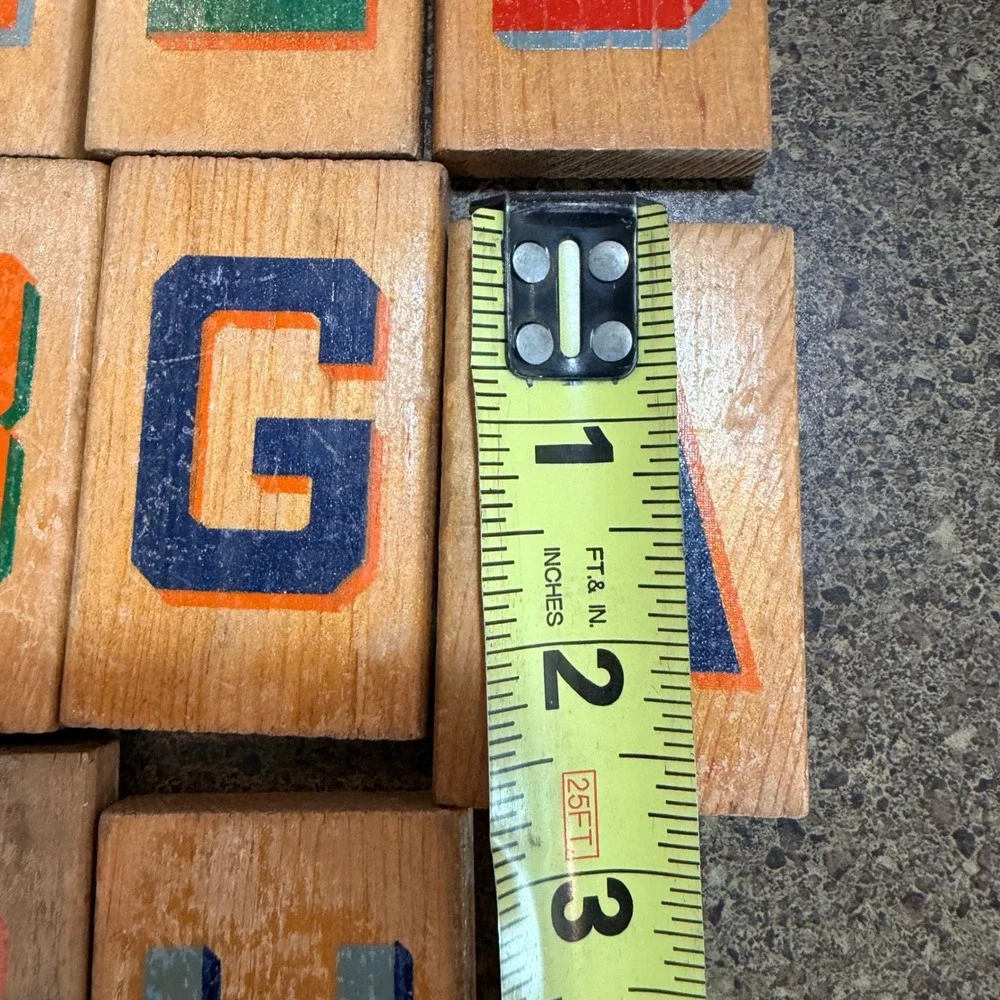 Vintage Style Wooden Alphabet Blocks Letterpress Wood Type Blocks Set of 19